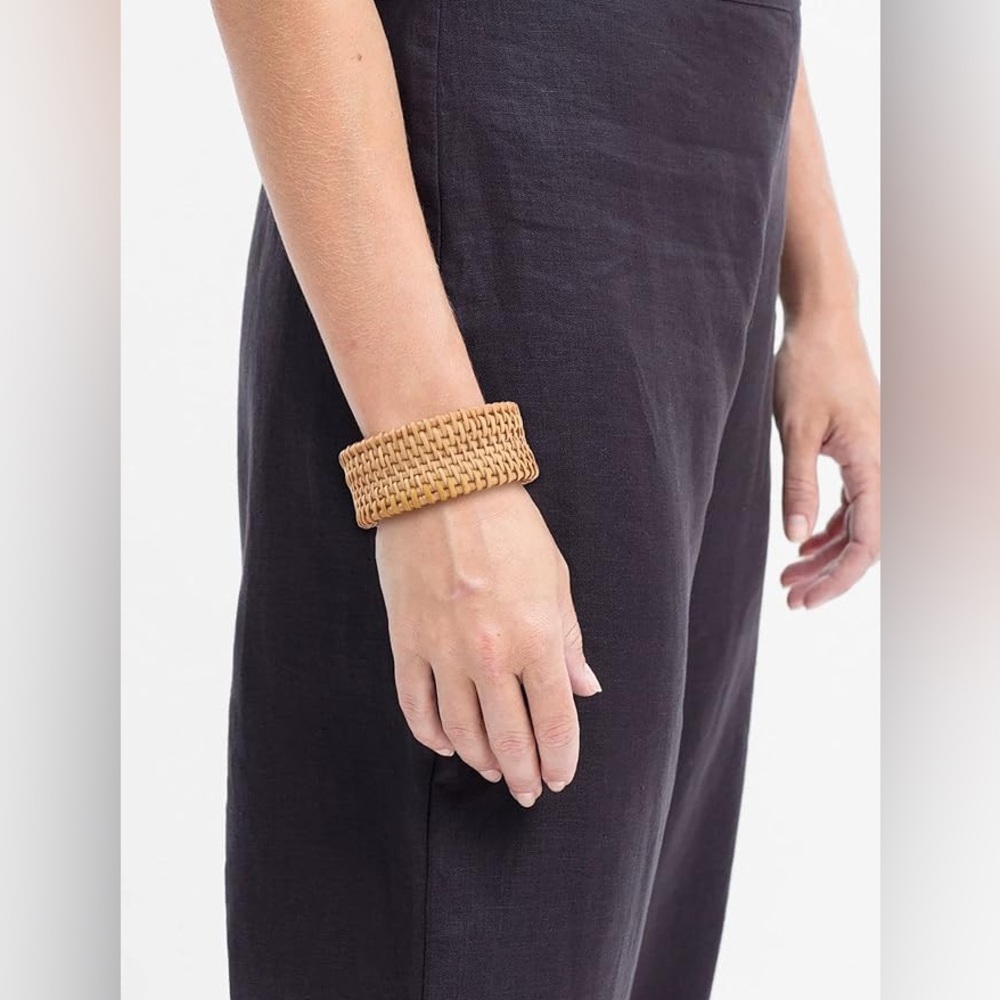 Boho Chic Summer Beach Vacation Fashion Rattan Handmade Trendy Cuff Bracelet NEW - Picture 5 of 6